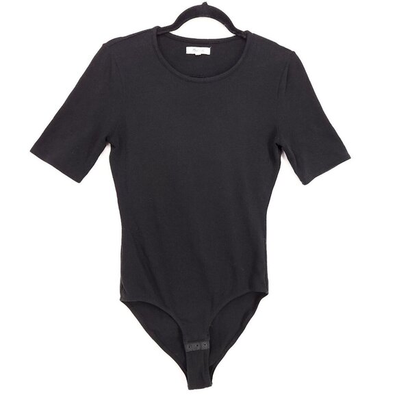 Madewell Bodysuit Size Medium Black Ribbed Long Sleeve Full-Coverage Layering - Picture 2 of 11